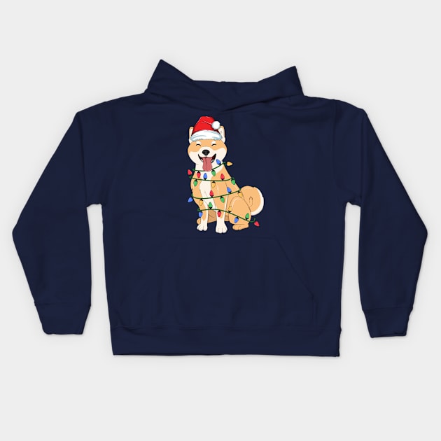 Australian Shepherd Christmas Tree Light Aussie Xmas Dog Kids Hoodie by 14thFloorApparel